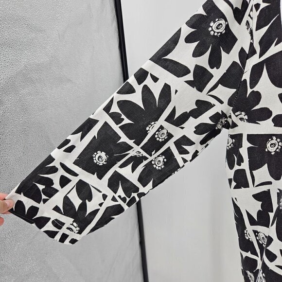 Hot Cotton Linen Cotton Boxy Lagenlook Abstract Tunic Top Women's L Oversized - Picture 6 of 12